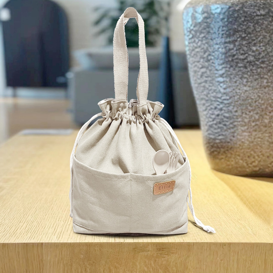 Custom Name /logo Insulated Lunch Bag With Drawstring Closure Etsy