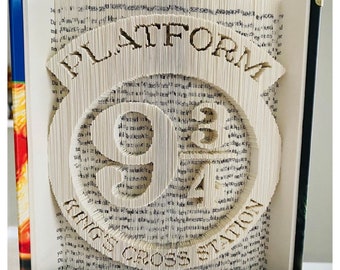 Plate-forme de train assistant HP livre plié d'art - Fan Art, mariage, anniversaire, Noël, cadeau de la Saint-Valentin