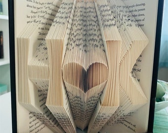 CUSTOM Initials with Heart Folded Book Art - Anniversary, Wedding, Birthday, Valentine’s Gift