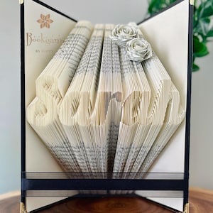 CUSTOM NAME/WORD Folded Book Art - Anniversary, Wedding, Birthday, Christmas, Valentine’s Gift