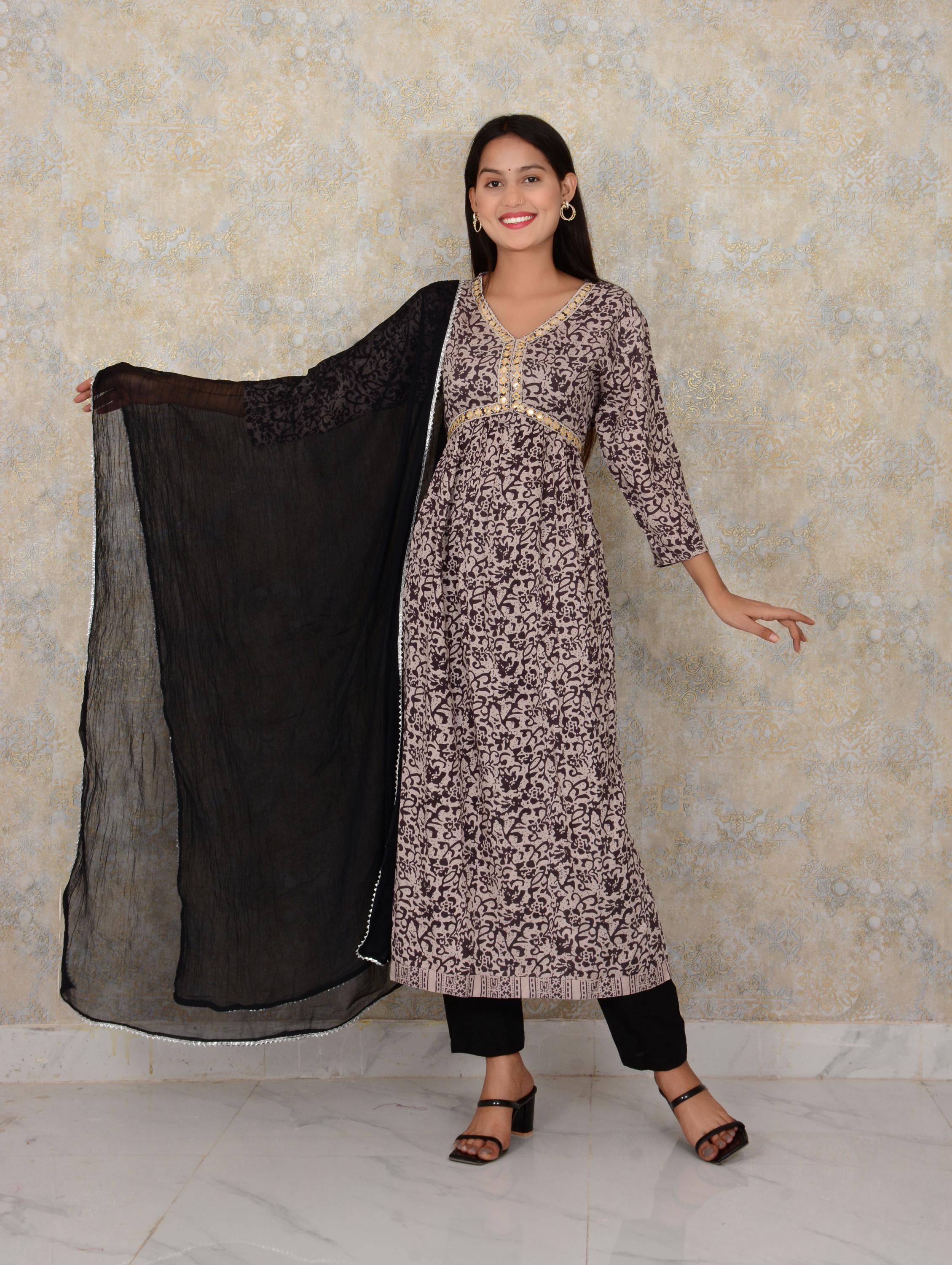 Chiffon kurti tops sales