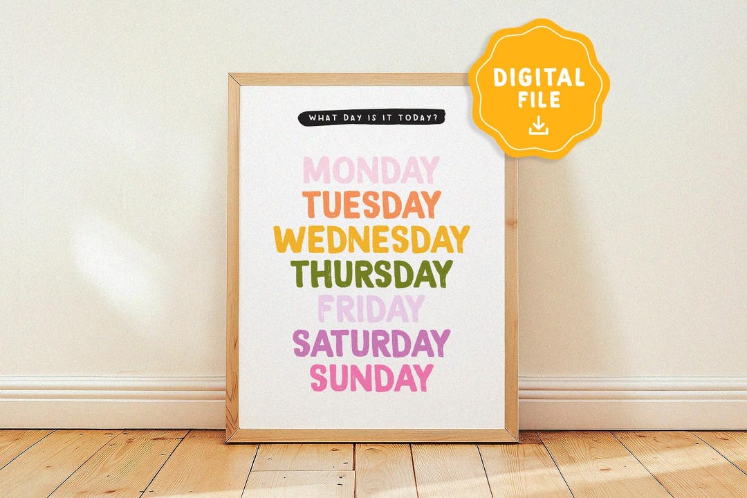 Days of the Week Printable Poster for Kids • Colourful Nursery ...