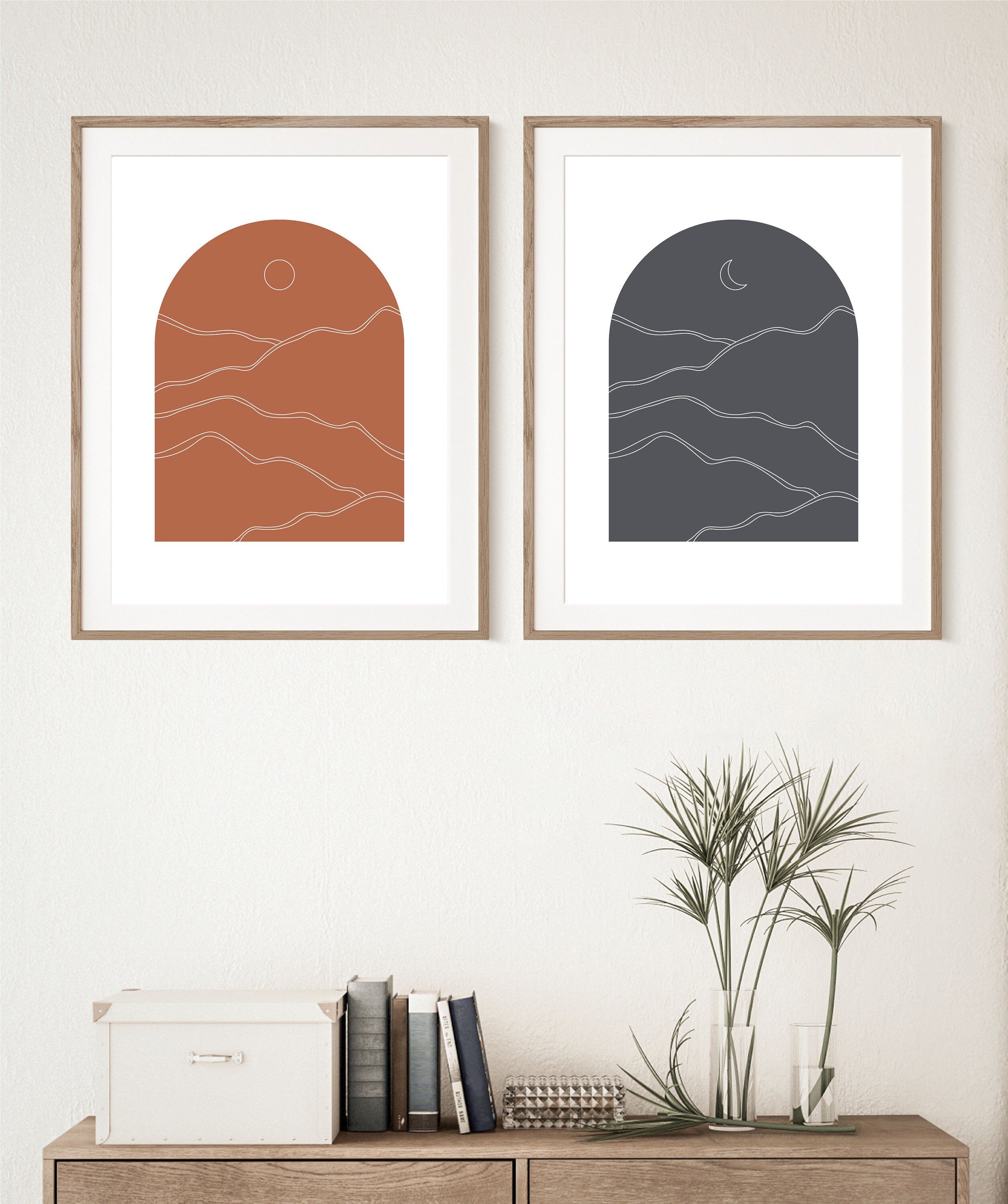 Sonne und Mond Wandkunst Mid Century Modern Wand dekor | Etsy