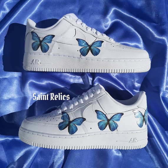 custom nike air force 1 blue butterfly