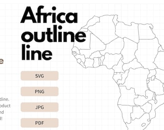 Africa Map - Outline, Line Art, Clipart, Cut Files for Cricut, Silhouette, SVG, PNG, JPG, Pdf – Perfect for Crafting & Decor | Africa Travel