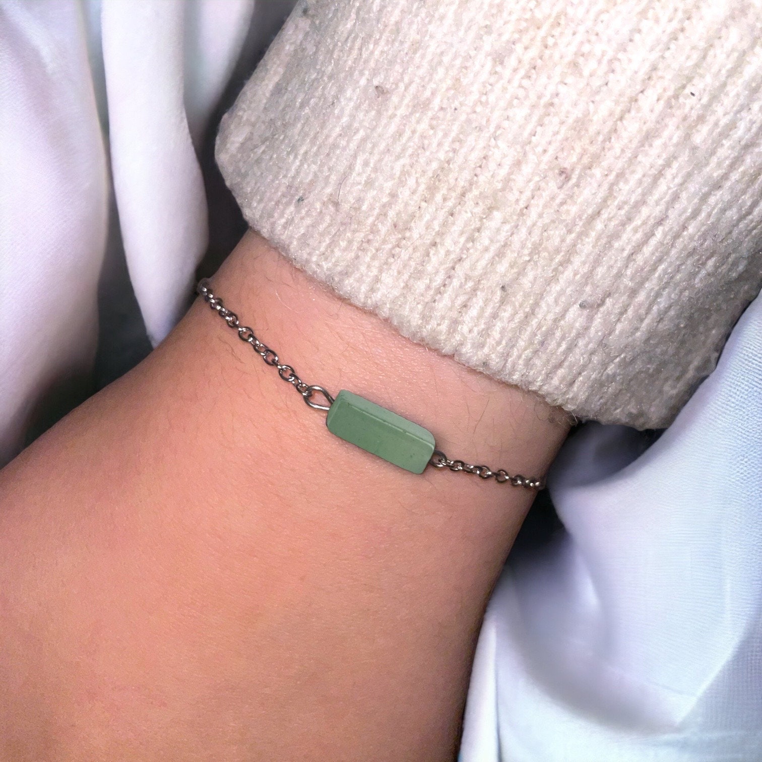 Aventurine Bracelet | Creabee: The Collection | Invite Luck, Abundance and Harmony into Your Life with Aventurine | Stainless Steel Bracelet