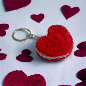 Heart Cookie Keychain - Sweet & Stylish Crocheted Accessory for Keys and Bags | Perfect Valentine&#39;s Day Gift! | Love and show you care!