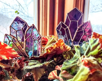 Crystal Stained Glass, Crystal Garden Decor, Glass Garden Decor, Gift For Plant Lover, Garden Art, Garden Stakes, House Plant Decoration
