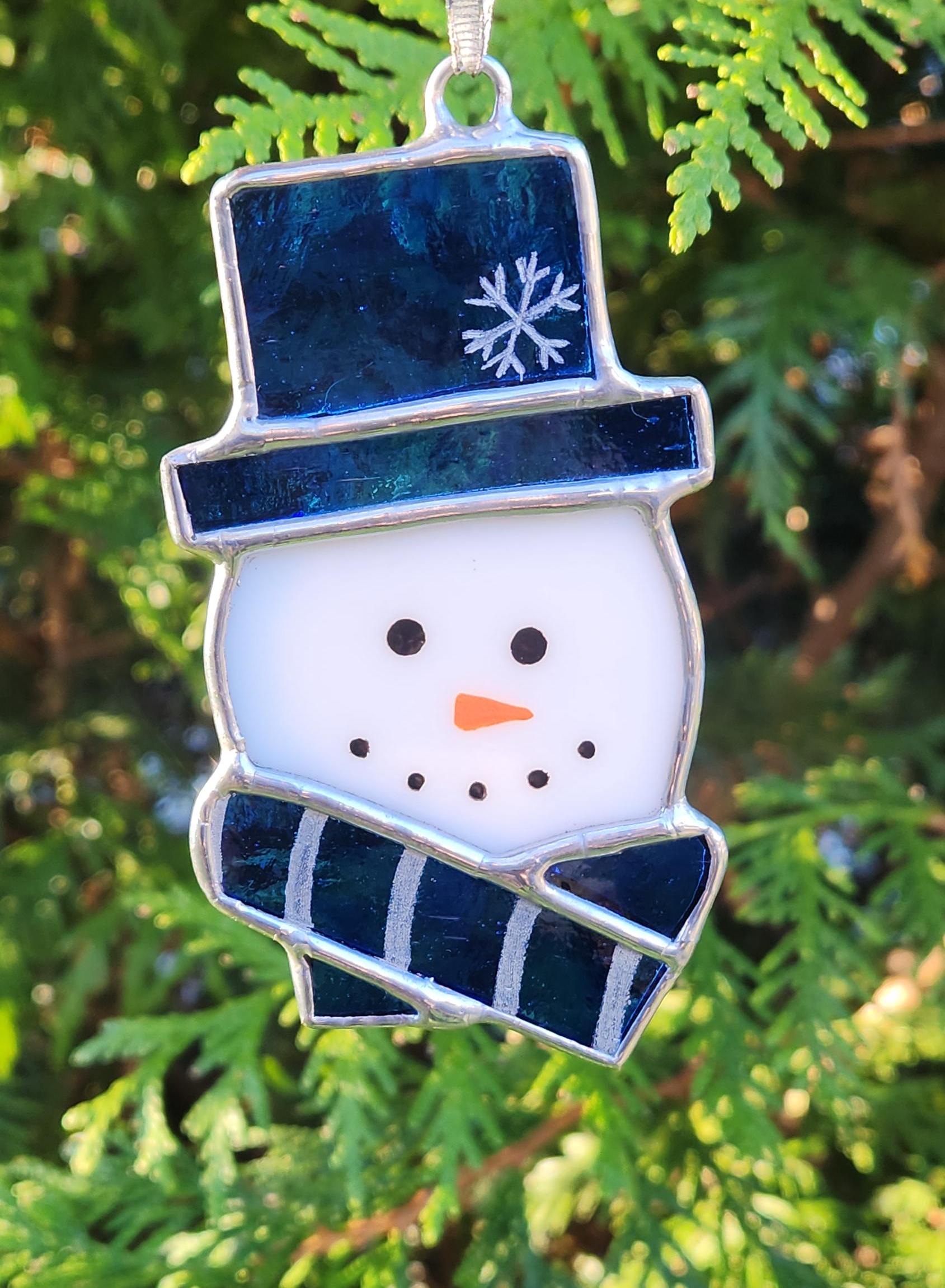 Stained Glass Christmas Decoration, Christmas Ornament, Snowman ...