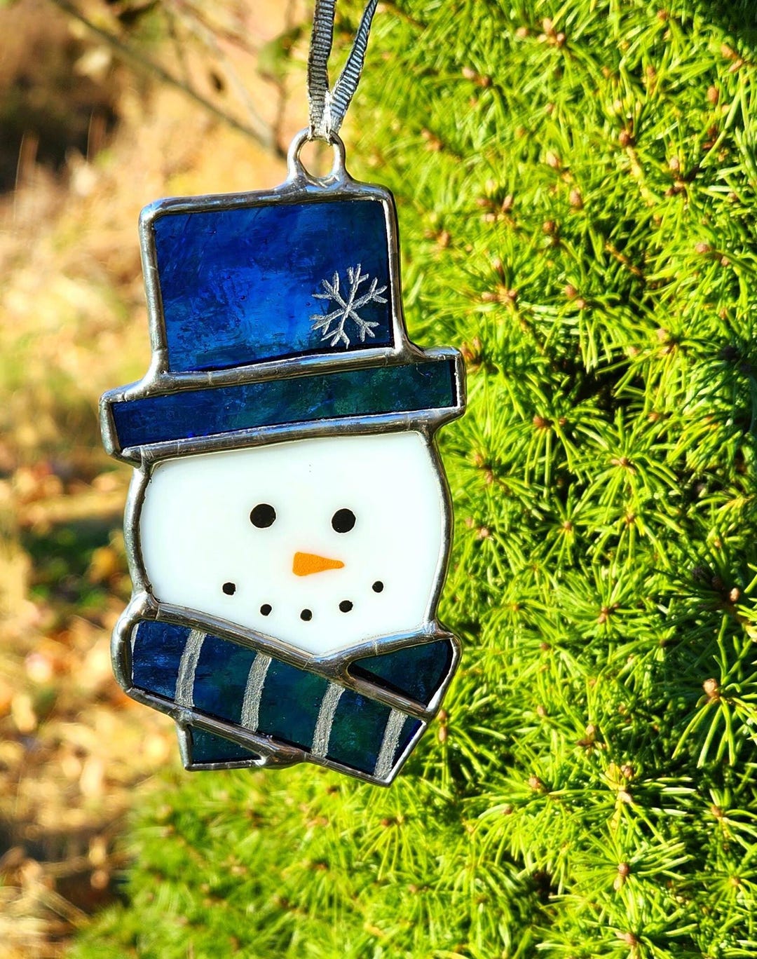 Stained Glass Christmas Decoration, Christmas Ornament, Snowman ...