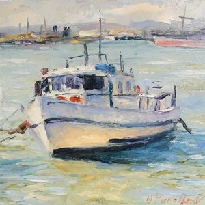 Original oil painting Nursery Nautical Painting Fishing boat Art Seascape Coastal wall art Seascape painting oil Sea scene Ocean Wall Art
