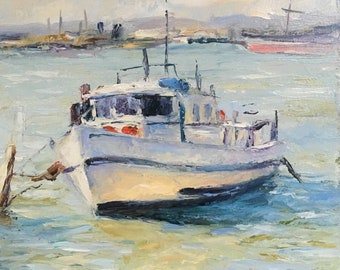 Original oil painting Nursery Nautical Painting Fishing boat Art Seascape Coastal wall art Seascape painting oil Sea scene Ocean Wall Art