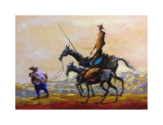 ドン・キホーテの絵画 油絵 原画 男性用アート サンチョ・パンサ 馬の