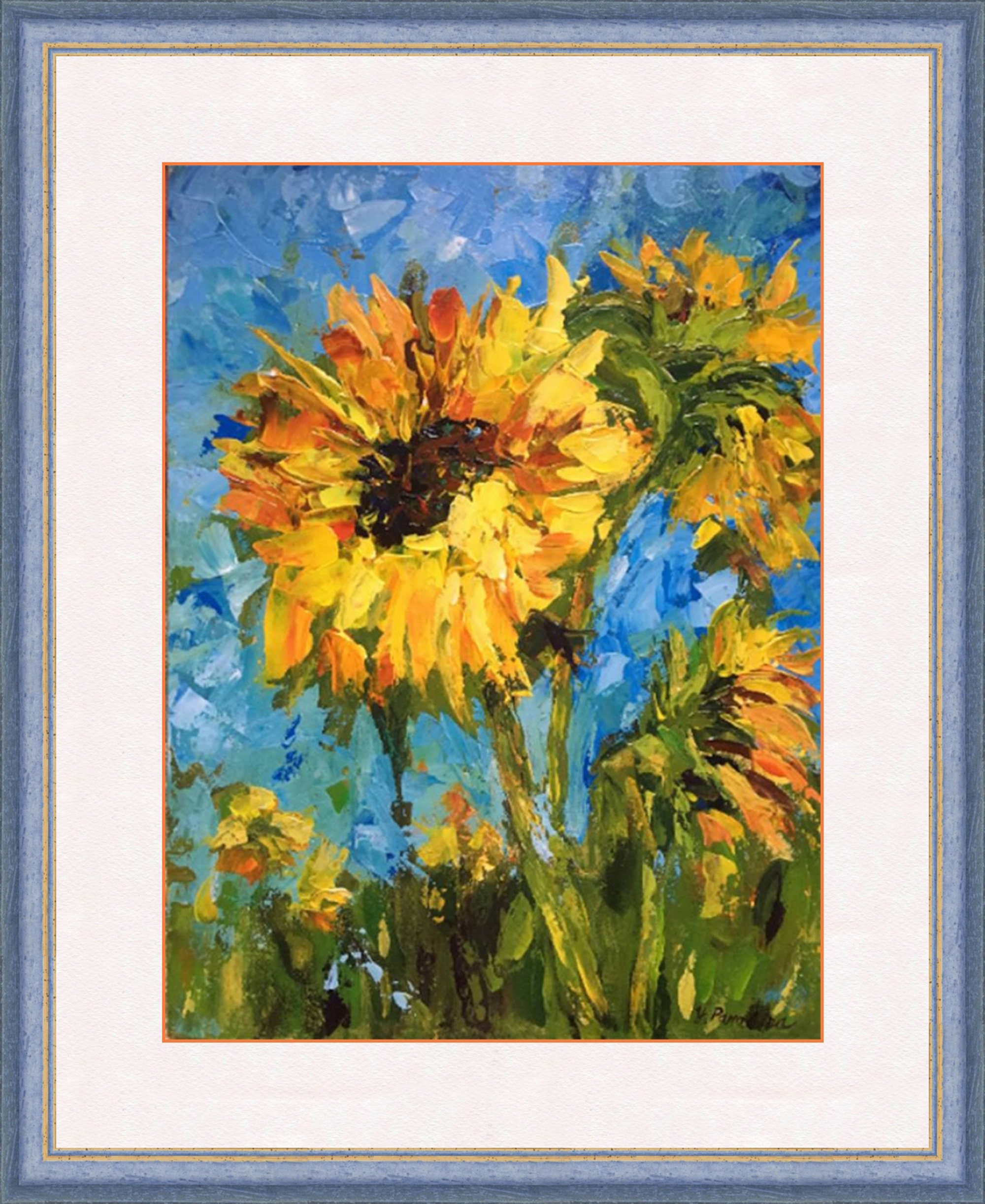 油絵 絵画 【sunflower】 Sunflower Original Oil Painting Yellow Sunflowers Against the Sky