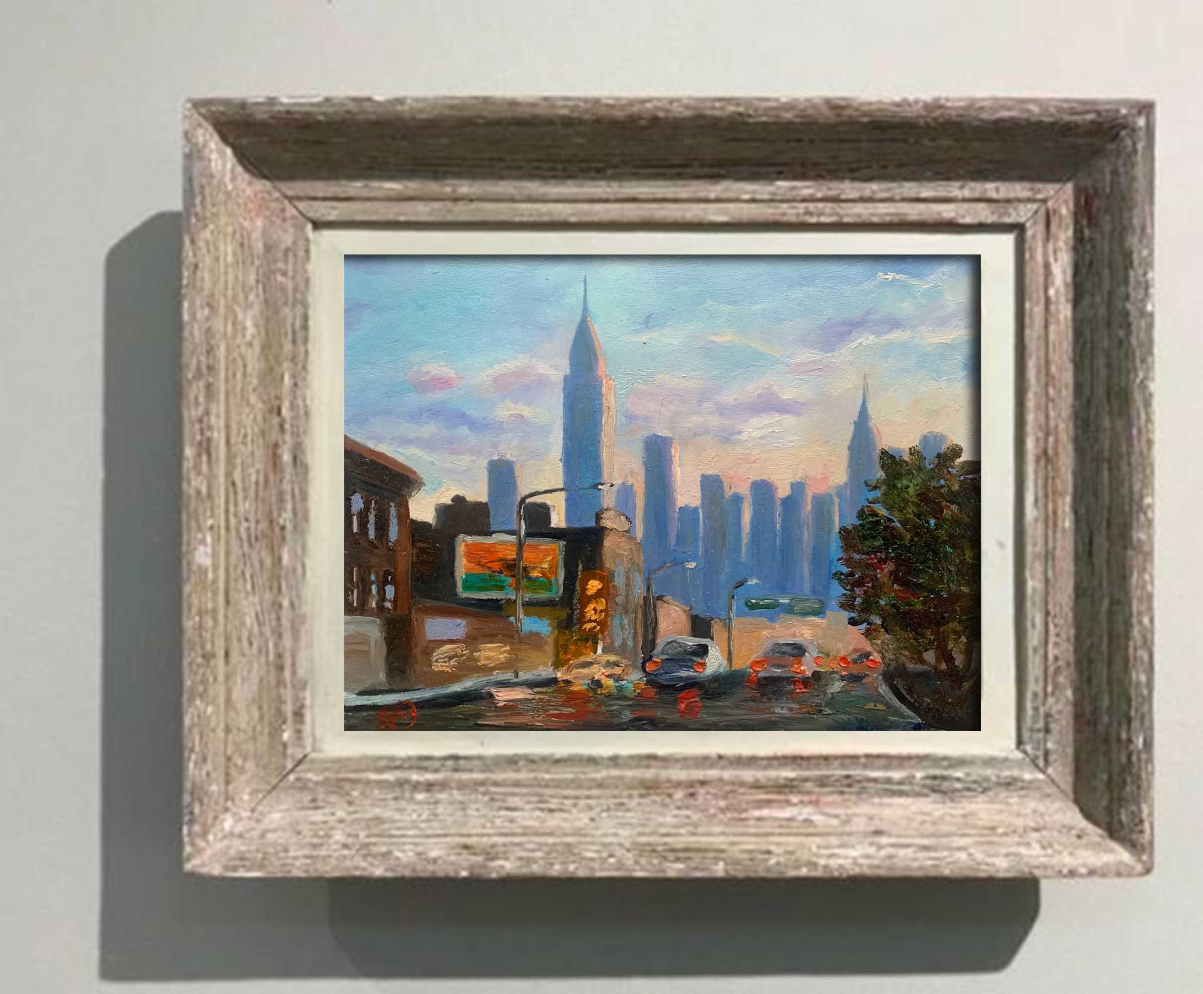 ニューヨーク市の絵画 超高層ビル オリジナル油絵 都市芸術 装飾