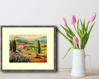トスカーナの風景油絵 イタリア トスカーナの芸術 厚塗り絵画