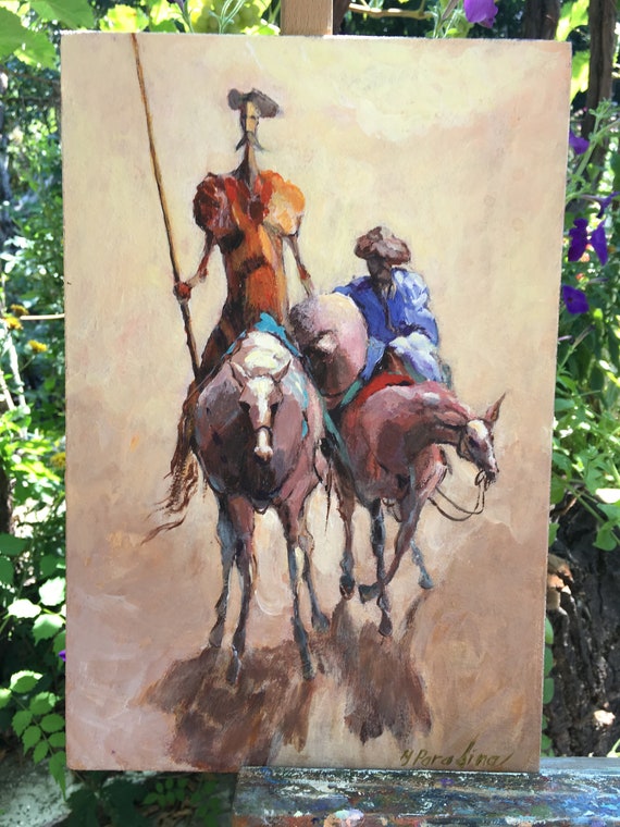 ドン・キホーテの絵画アクリル画オリジナル絵画サンチョ・パンサの馬