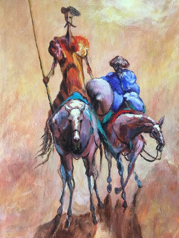 ドン・キホーテの絵画アクリル画オリジナル絵画サンチョ・パンサの馬