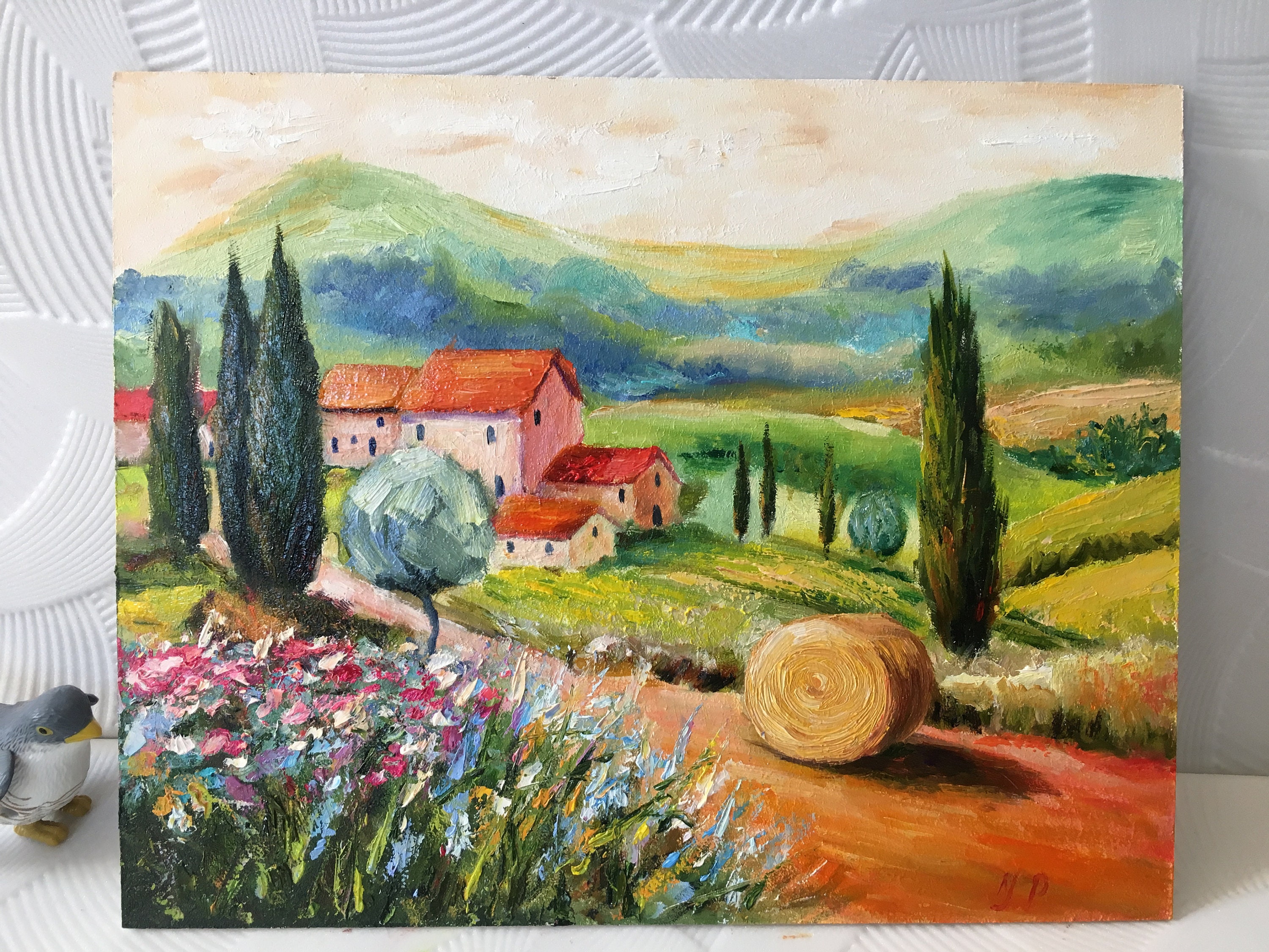 トスカーナの風景油絵 イタリア トスカーナの芸術 厚塗り絵画 トスカーナの風景油絵 イタリア トスカーナの芸術 厚塗り絵画