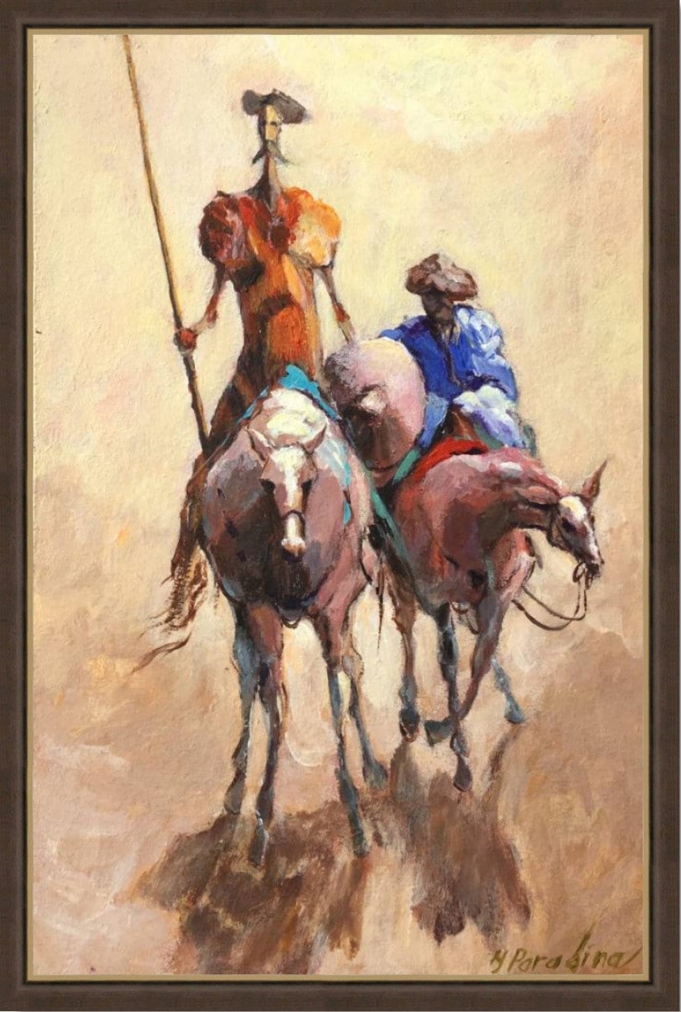 ドン・キホーテの絵画アクリル画オリジナル絵画サンチョ・パンサの馬