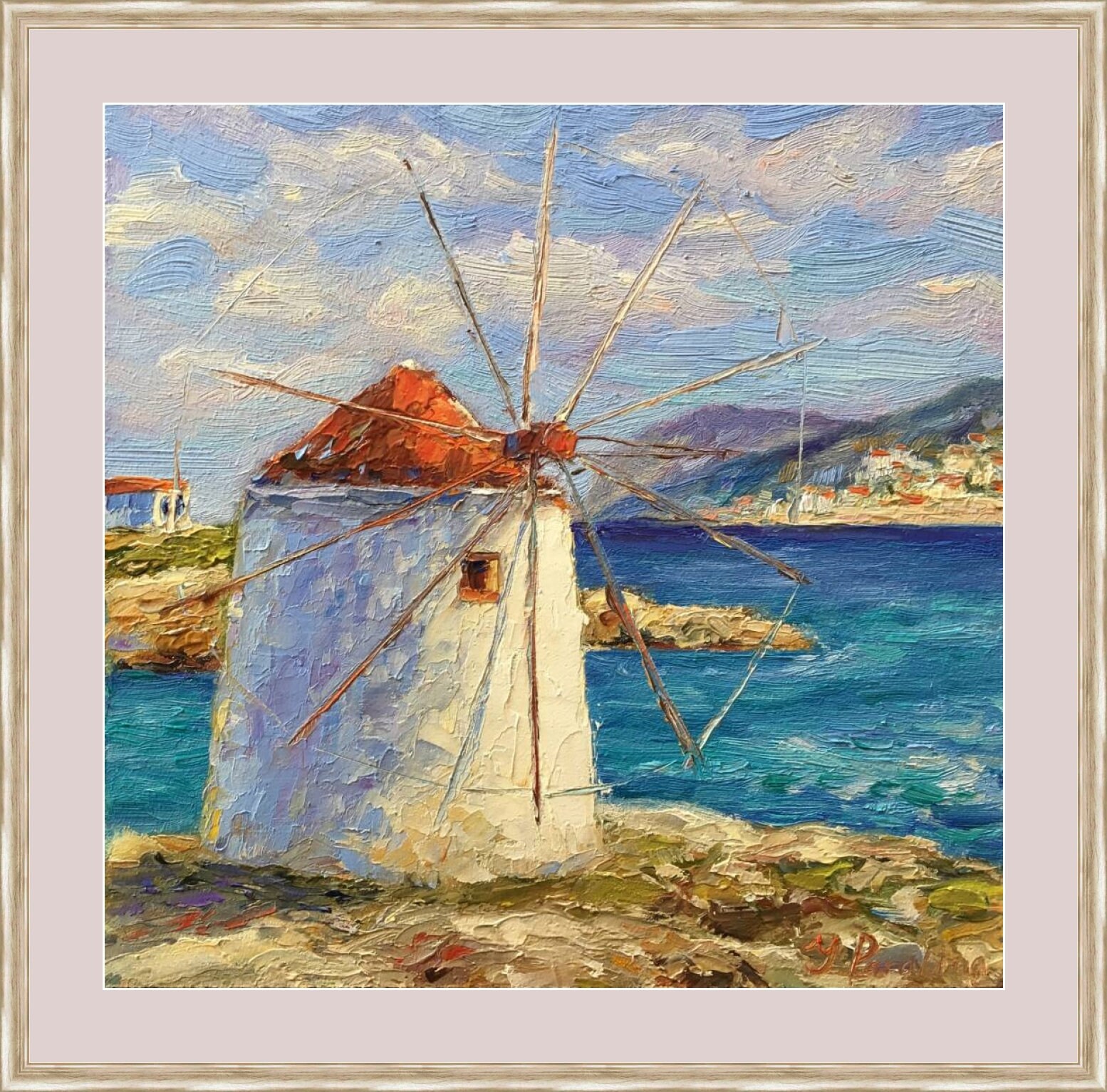 古い油絵 油絵 絵画 【太陽の海】 | HIROSHI1990