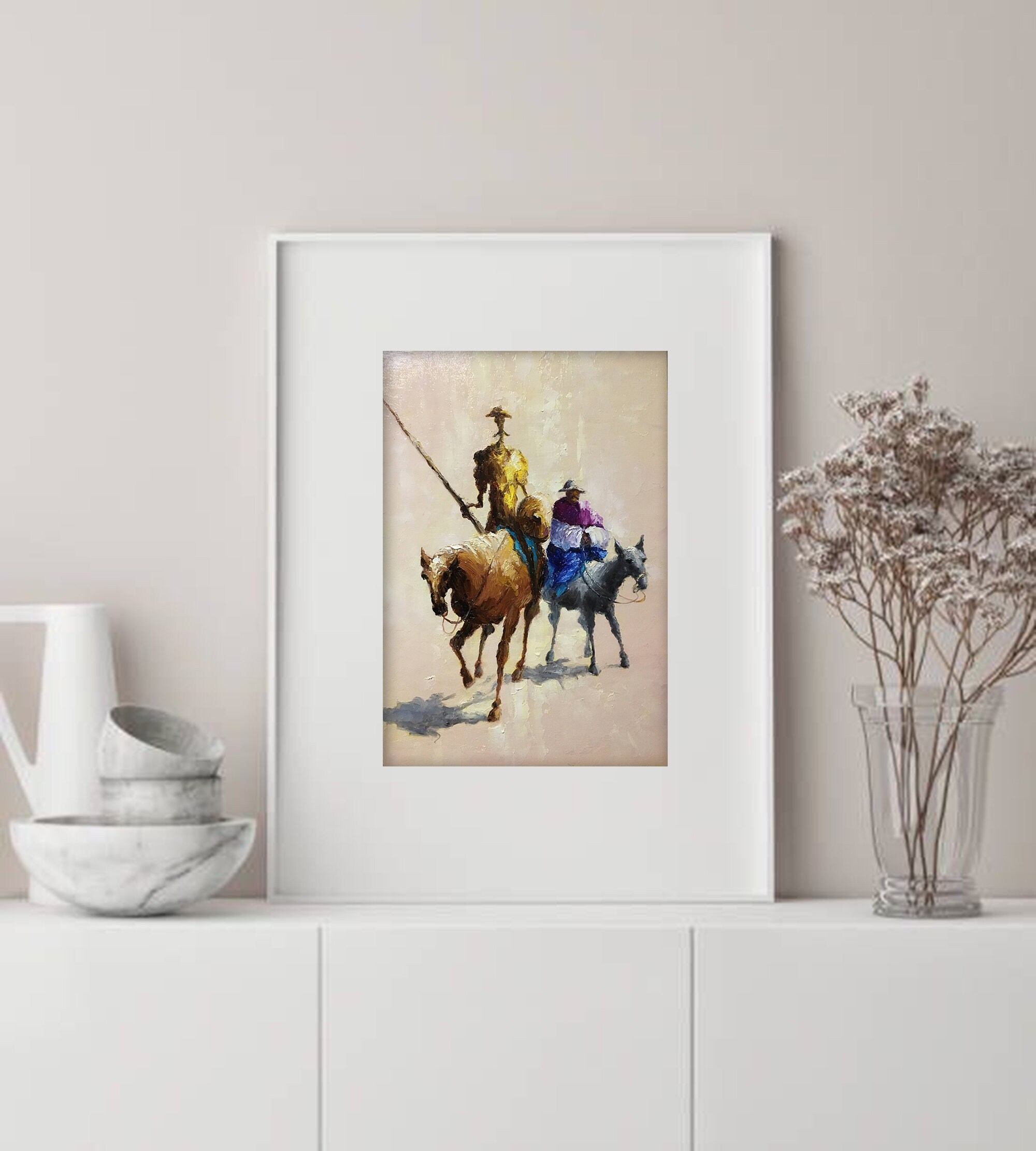 ドン・キホーテ絵画オリジナル油絵ポップル抽象アート厚塗り油