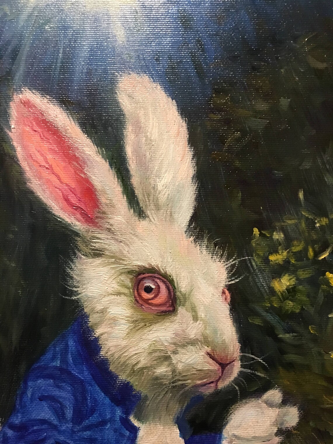 White Rabbit oil painting original March Hare Rabbit from Etsy