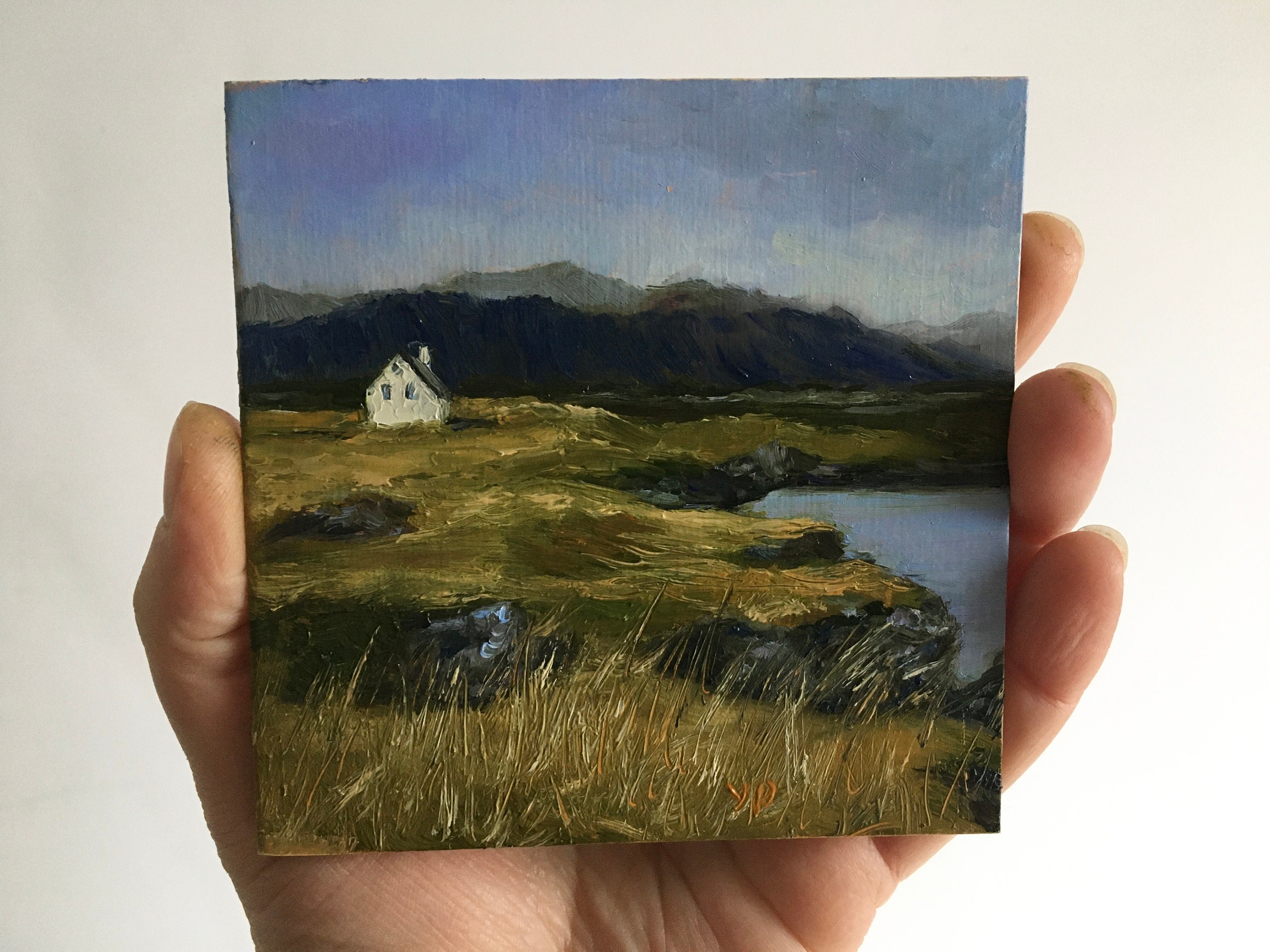 tiny-original-oil-painting-scotland-painting-norway-art-coastal