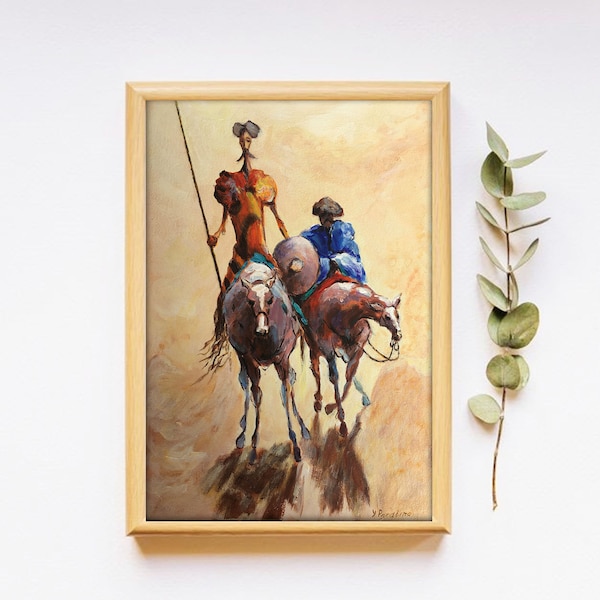 Don Quichotte peinture Acrilyc peinture Peinture originale Sancho Panza Cheval peinture abstraite Art contemporain personnages célèbres Art