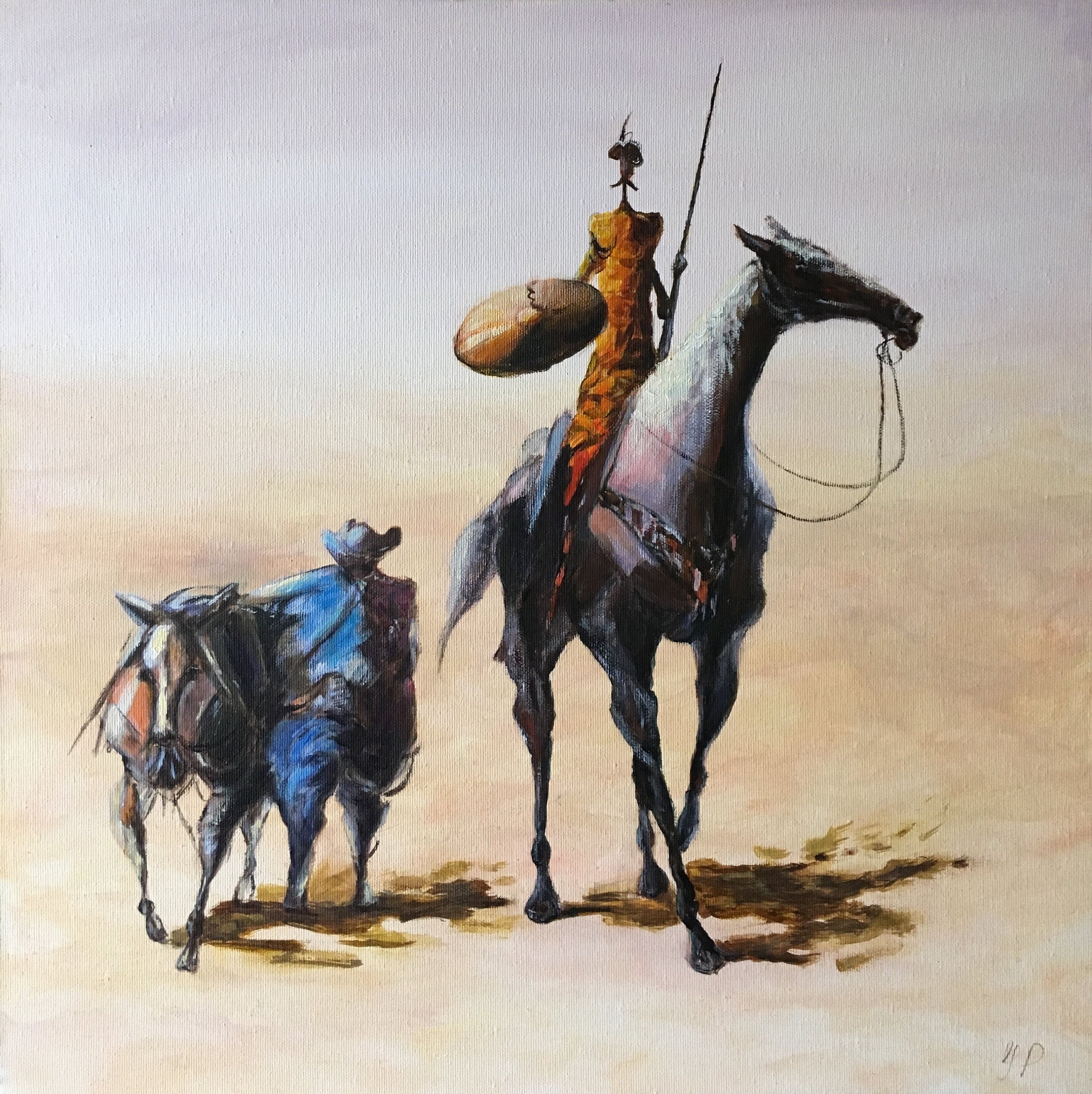 Don Quixote Painting Original Art Custom Acrylic Painting on Canvas Sancho Panza Made to Order Choose Size from Large and Small Canvases