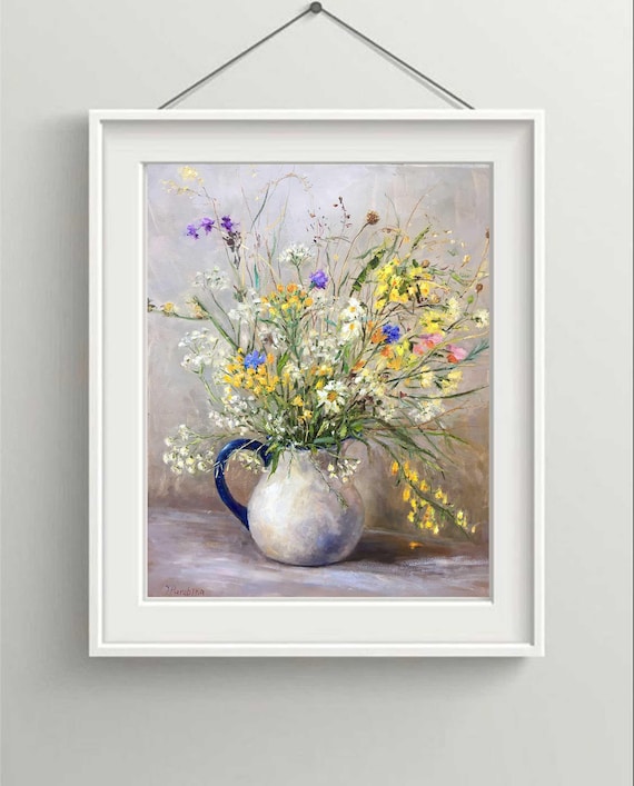 Delicate Bouquet Wildflowers Oil Painting Flowers Original