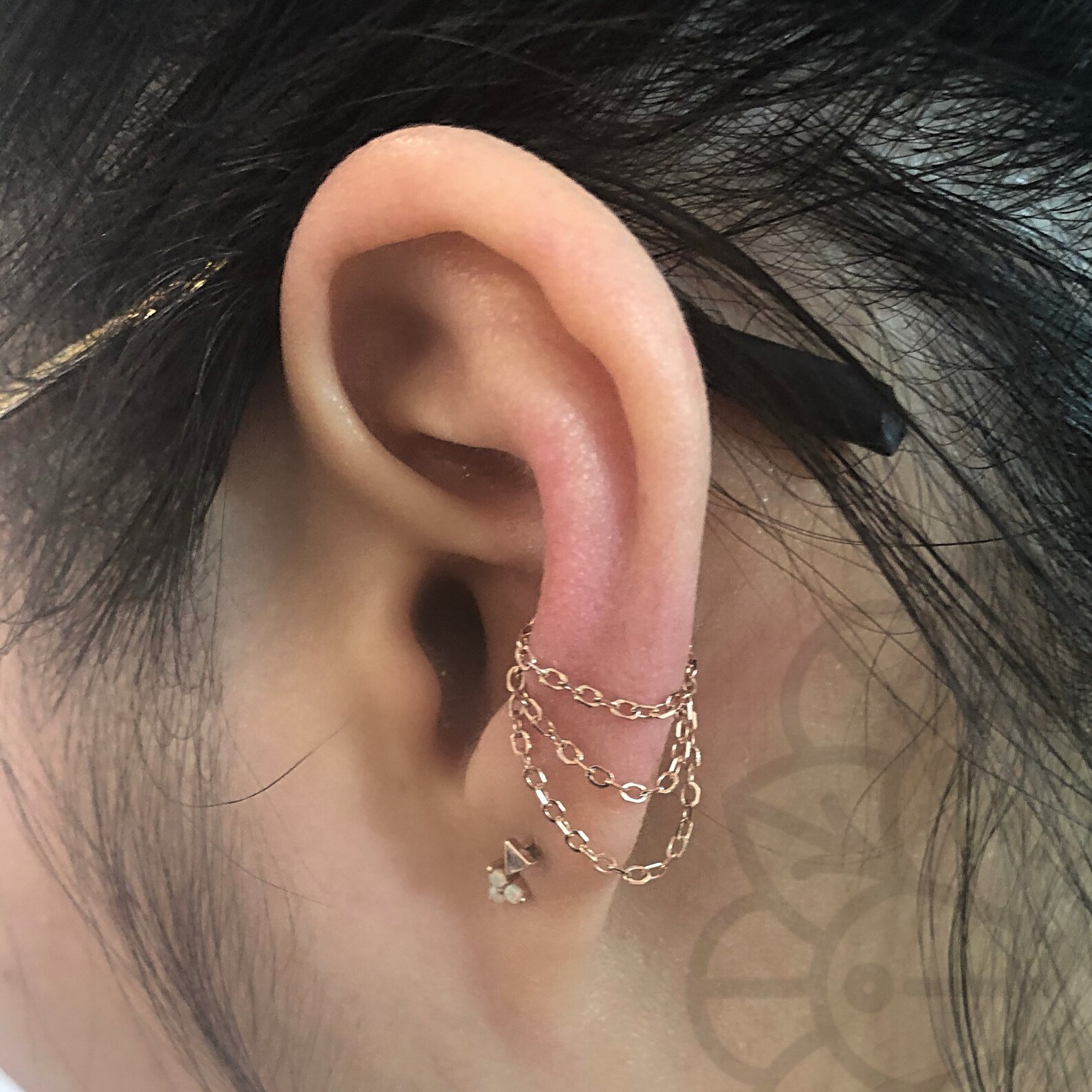 14k Mixed gold Triple hang Piercing chain. Etsy