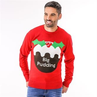 Image of Men's Big Christmas Pudding Xmas Jumper, December 25Th Jumper
