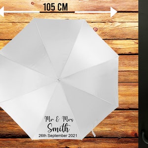 Personalised Custom Printed Mr & Mrs Wedding Bridal Umbrella, Perfect for the Bride/Groom, Weather Protector, Sunshade