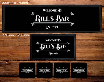 Personalised Scroll Design Bar Runner bar Mat beer Mat Barware for
