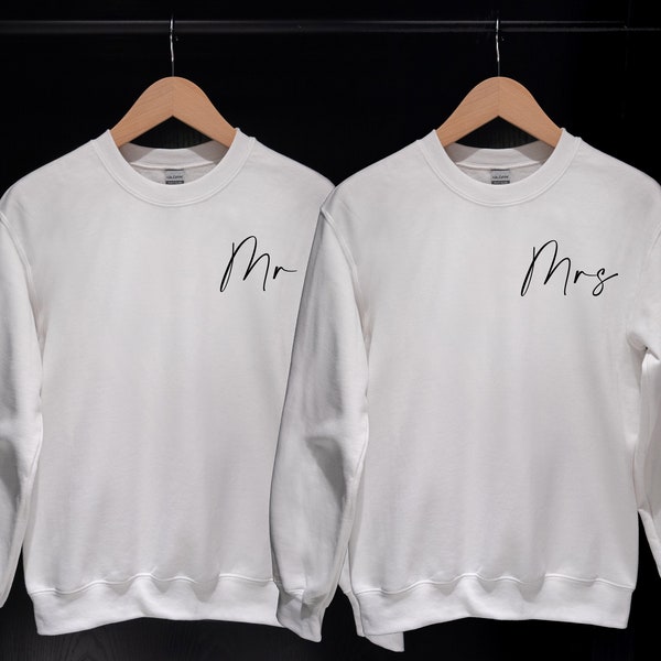 Mr & Mrs Matching Couples Jumper, Ideal Anniversary gift, Wedding or Engagement Announcement, Married, Husband and Wife Sweater Honeymoon