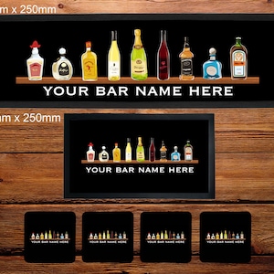 Personalised Bar Runner/Bar Mat/Beer Mat Barware for Man Cave or Home Bar, Drinks Shelf Design Ideal Gift For Him/Her Fathers Day