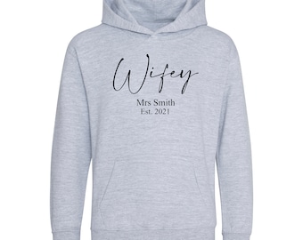 Sudadera con capucha Wifey, regalo ideal para ella, novia de la boda nupcial, sudadera con capucha personalizada personalizada