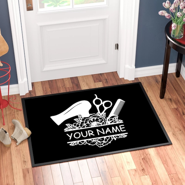 Personalised Custom Printed Hairdressing Name Doormat, Ideal Gift for him/her, Hairdressers, Salon, Business Door mat