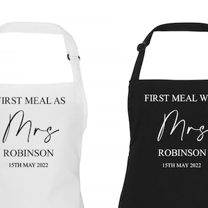 Delantal personalizado para el día de la boda, primera comida como señora y con babero de boda, regalo ideal para novia, marido/esposa