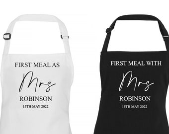 Personalised Custom Wedding Day Apron, First Meal as a Mrs & and with Mrs Wedding Bib, Ideal Gift Bride, Husband/Wife