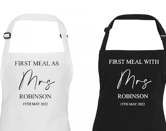 Personalised Custom Wedding Day Apron, First Meal as a Mrs & and with Mrs Wedding Bib, Ideal Gift Bride, Husband/Wife