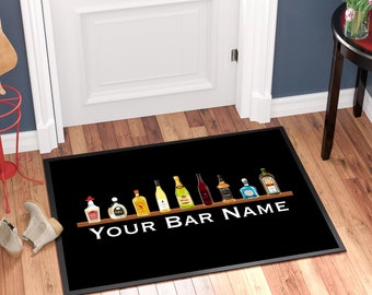 Personalised Door Mat/ Bar Doormat Mat for Man Cave or Home Bar, Top Shelf Design, Ideal Gift For Him/Her