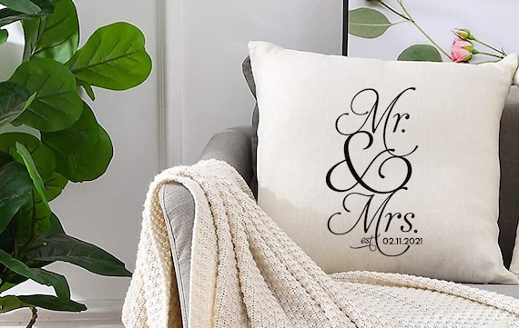 Personalised Mr Mrs Wedding Cushion Ideal Wedding or
