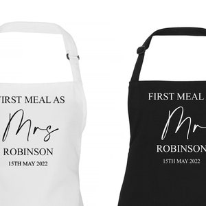 Personalised Custom Wedding Day Apron, First Meal as a Mr & Mrs Wedding Bib, Ideal Gift Bride, Wedding Dress Protector