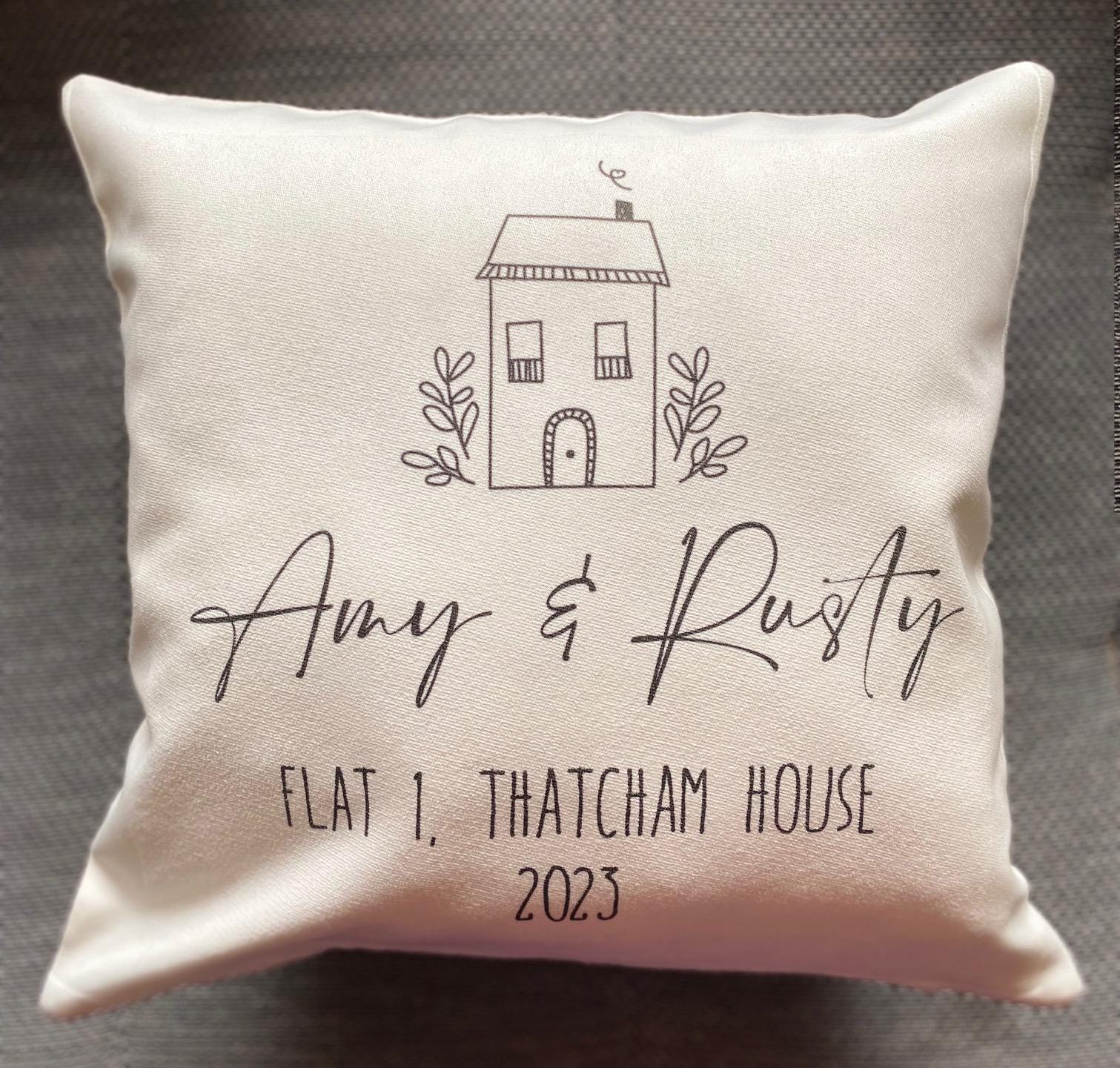 personalised new home cushion
