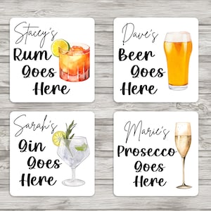 Personalised Custom alcohol Coaster, Funny Wine, Beer, Gin, Cocktail, Perfect gift, Birthday, Christmas, stocking filler, secret Santa
