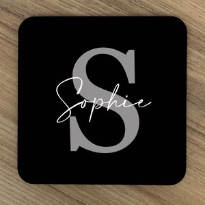Posavasos personalizado con inicial impresa, regalo perfecto para ella/él, cumpleaños, Navidad, relleno de medias, amigo invisible