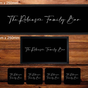 Personalised Bar Runner/Bar Mat/Beer Mat Barware for Man Cave or Home Bar, Ideal Gift For Him/Her Fathers Day, Valentines