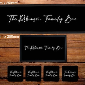 Personalised Bar Runner/Bar Mat/Beer Mat Barware for Man Cave or Home Bar, Ideal Gift For Him/Her Fathers Day, Valentines